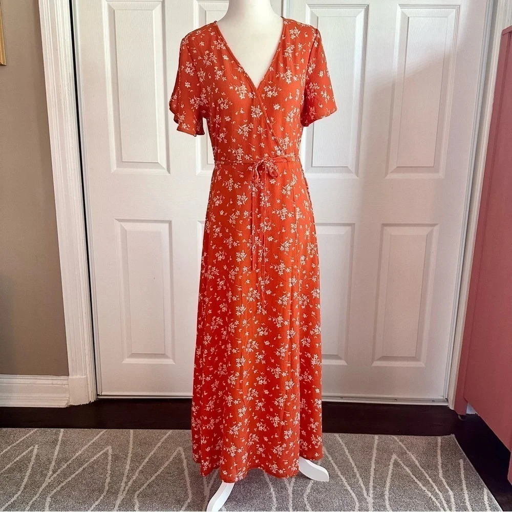 shein floral maxi dress | Dresses | Shein Orange Wrap All Over Print A Line Non SHEIN | Dresses | Shein